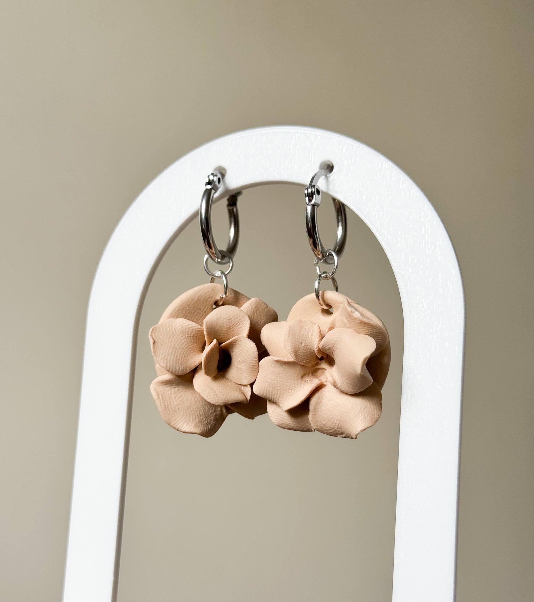 Ivy Bloom Earrings in Beige