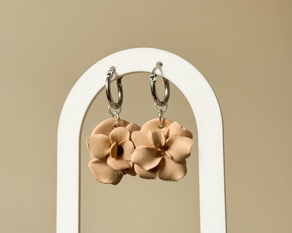 Ivy Bloom Earrings in Beige