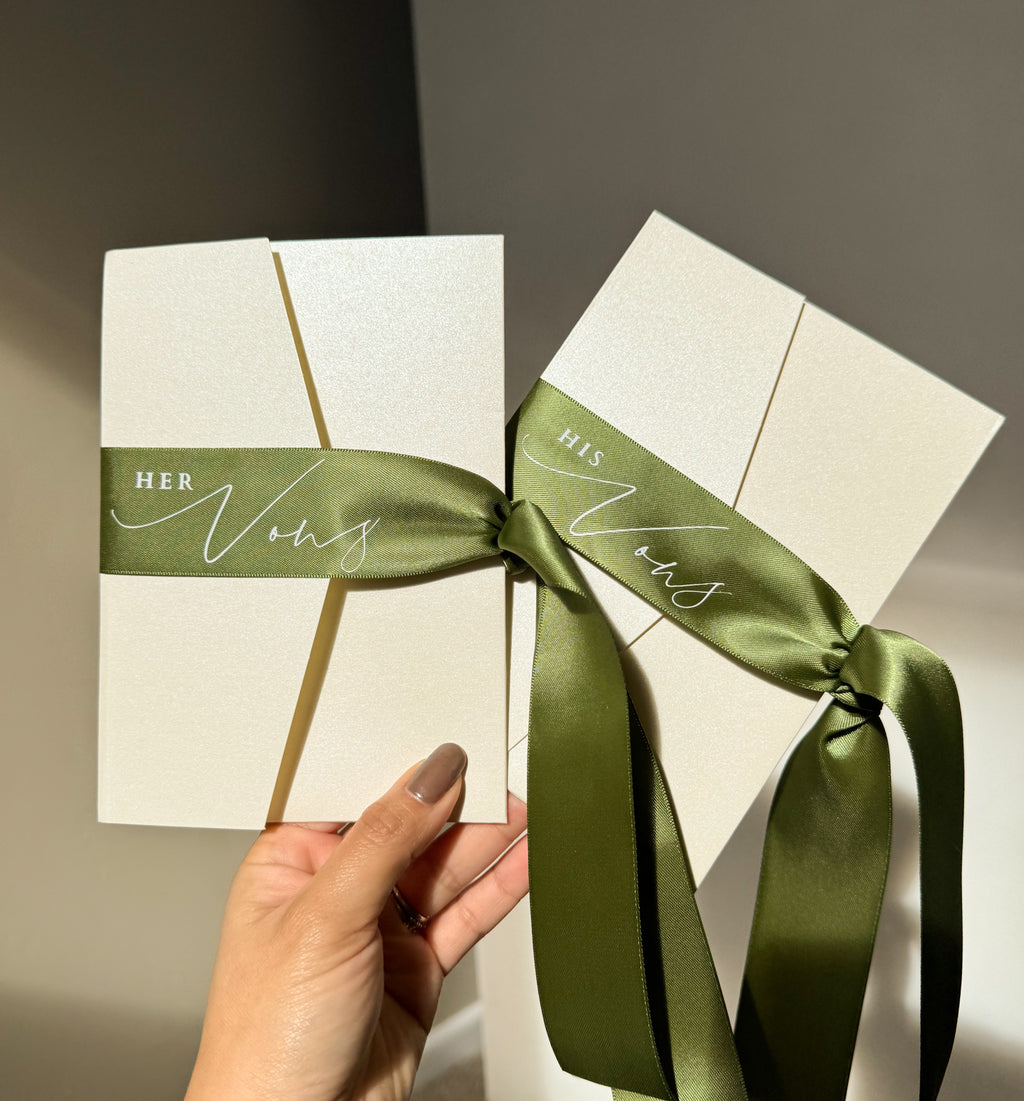 His & Her Vows Holder in Olive